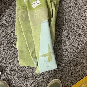 Green and Light Blue Fabric with Number Print